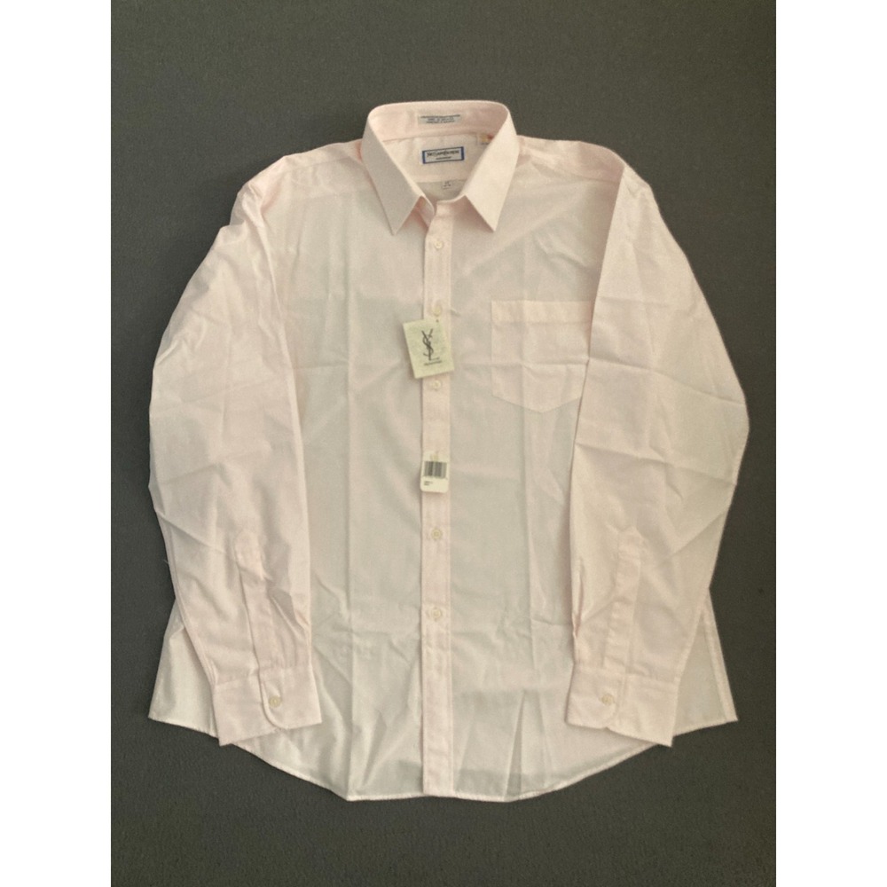 Yves Saint Laurent Mens Dress‎ Shirt Pink Long Sleeve Button Front Size 17 34-35